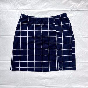 Floerns Women's Casual Split Hem High Waisted Mini Bodycon Plaid Skirt navy